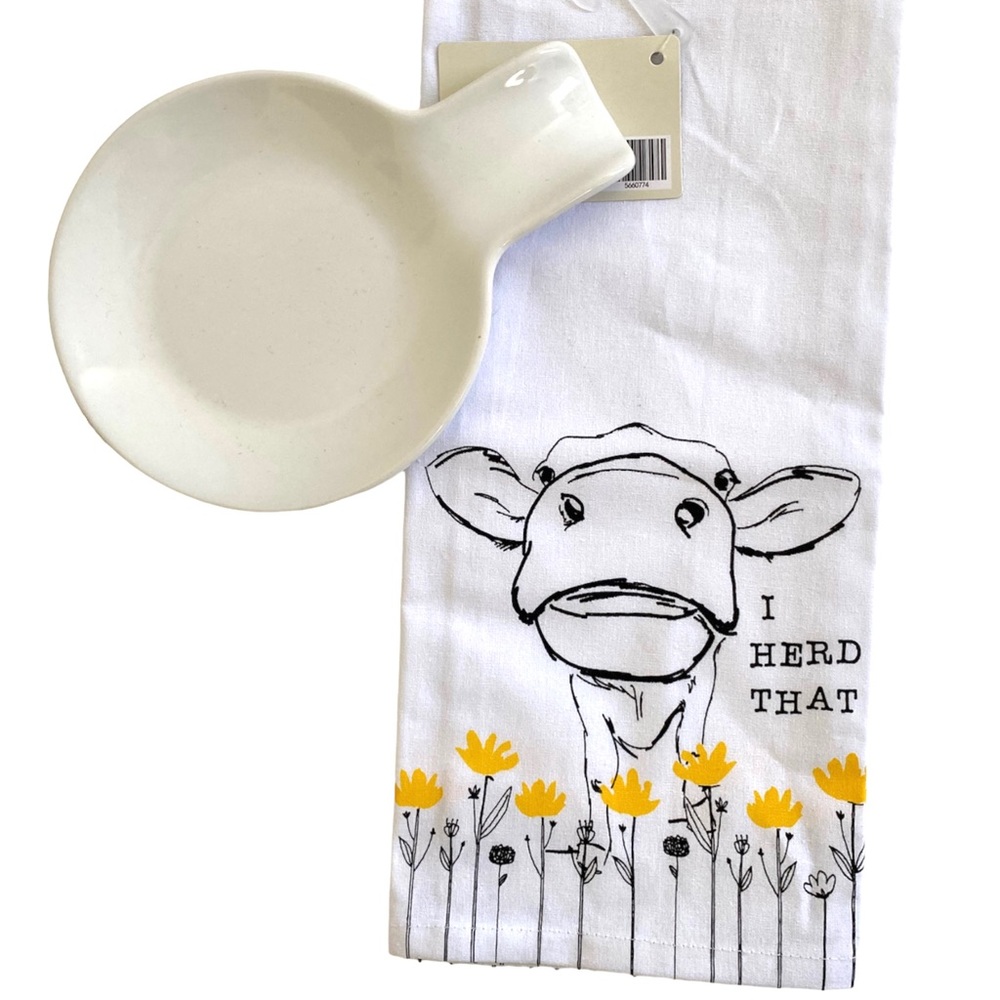 🆕Moo Cow Hand Towel and Utensil Crock